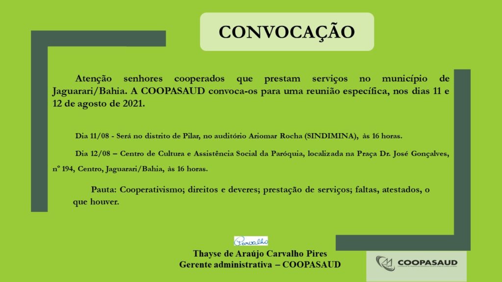 Convocação para reunião específica